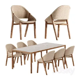 Tribu Elio Chair Illum Teak Table Set